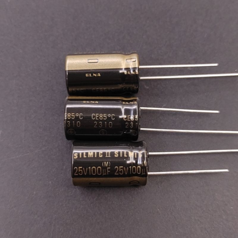 (1 con) Tụ điện Elna Silmic II 25V 100uF chính hãng