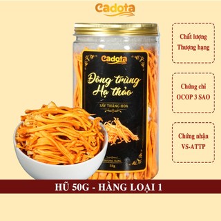 Đông Trùng Hạ Thảo Sấy Khô Hàng loại 1 CADOTA, thơm, vàng đẹp, Hũ 50Gr dùng được 3-4 tháng