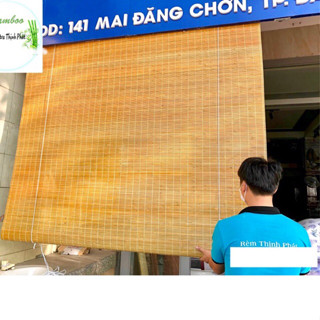 Mành rèm tre trúc vàng sơn bóng ( Sẵn Dây Kéo và Ròng Rọc). Mành rèm tre trúc che nắng mái hiên, ngoài trời.