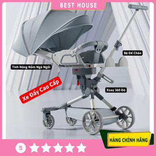 Xe đẩy gấp gọn cho bé đi du lịch, Xe đẩy 2 chiều cho bé V9 kiêm mái che và bàn ăn