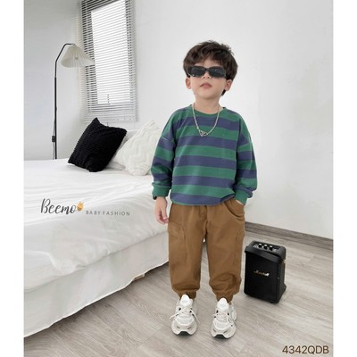 Quần dài Beemo bo gầu vải đũi hàn cho bé trai mặc đi chơi, đi học từ 9-24kg 4342QBD