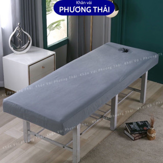 Ga/drap giường spa bọc đệm có lỗ, bo chun xung quanh vải thun lạnh, co giãn 4 chiều
