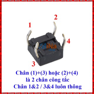 [10 cái] Nút nhấn nhả 4 chân 6x6x5mm, Công tắc Reset/Passing/Arduino/DIY/DIP