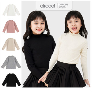  Áo giữ nhiệt cho bé cổ cao 3 phân nhún bèo màu trơn xinh-ANBG07 