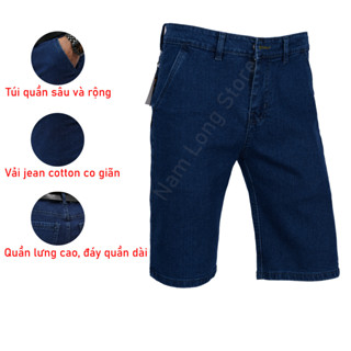 Quần Short Jean Nam Trung Niên Quần Đùi Nam Big Size Vải Co giãn Túi Trước và Sau Lớn Có 3 Màu Túi Chéo
