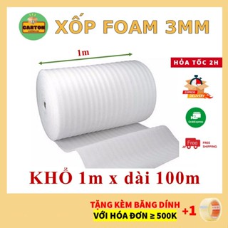 Mút Xốp PE Foam Dày 3mm Khổ 1m dài 100m Bọc Gói Hàng Chống Va Đập Lót Hàng Hóa