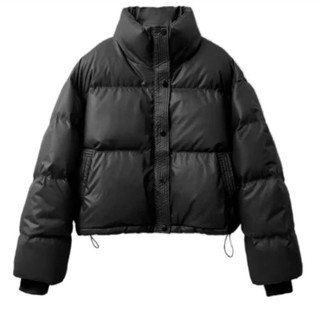  Áo khoác phao nữ lập trình dáng ngắn mẫu mới cổ cao tay bo gấu có dây rút 