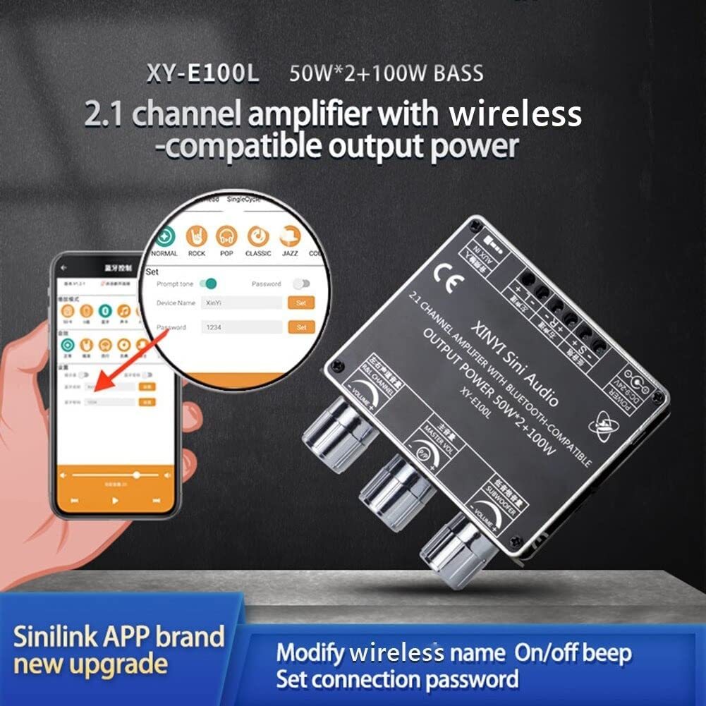 Bảng Mạch Khuếch Đại Âm Thanh XY-E100L Bluetooth 5.1 – Amply 2.1 Kênh Công Suất 50W*2 + 100W