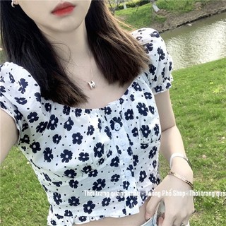 (Chất lụa pha thấm hút tốt) Áo Croptop Đi Biển, Đi Chơi, Cổ Chữ U Style Hàn Quốc Mã QC71