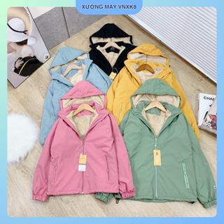 Áo khoác gió nữ LÓT LÔNG cừu, vải ngoài tráng bạc nano chống nước, chống gió, chống bám bụi