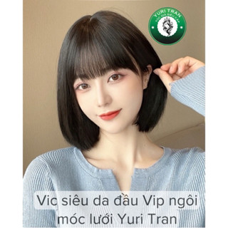 SIÊU DA ĐẦU LƯỚI VIP- Dáng tóc vic mái thưa đen tự nhiên form đẹp [ ảnh thật] tơ siêu cấp chịu max nhiệt , tặng kèm lưới