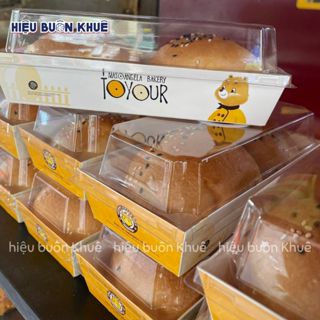 50 Hộp Giấy Chữ Nhật Đựng Bánh Bông Lan, Custard, Mochi Kem Sữa [E1985 Hình Gấu]