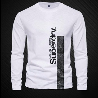 Áo thun nam dài tay SUPERDRY vải mè cổ tròn nam tính, phong cách