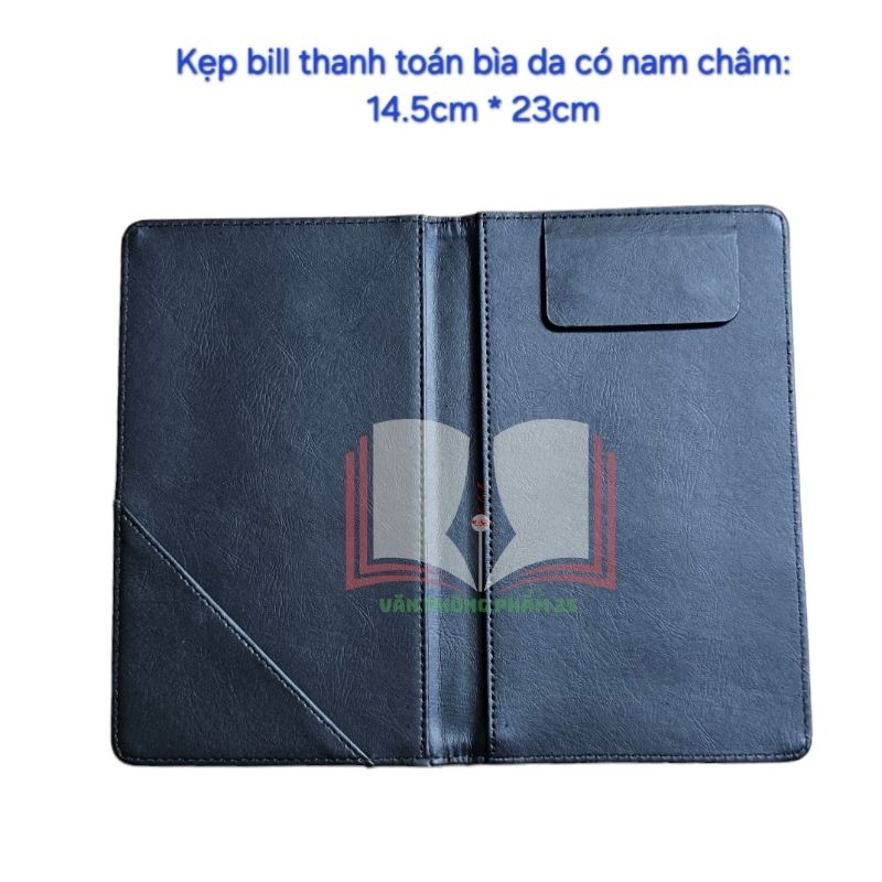 Kẹp bill,kẹp thanh toán bằng da có nam châm .