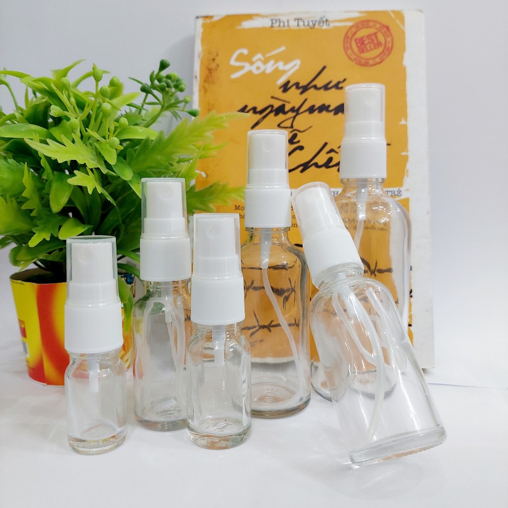 Chai thủy tinh TRONG vòi phun sương TRẮNG 5ml 10ml 20ml 30ml 50ml 100ml - Lọ đựng serum, tinh dầu, d