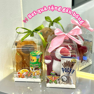 Hộp quà gấu bông mix bánh kẹo quà tặng bạn gái, quà tặng người yêu dịp lễ Trung thu, 20-10,….. xinh xắn đãng yêu