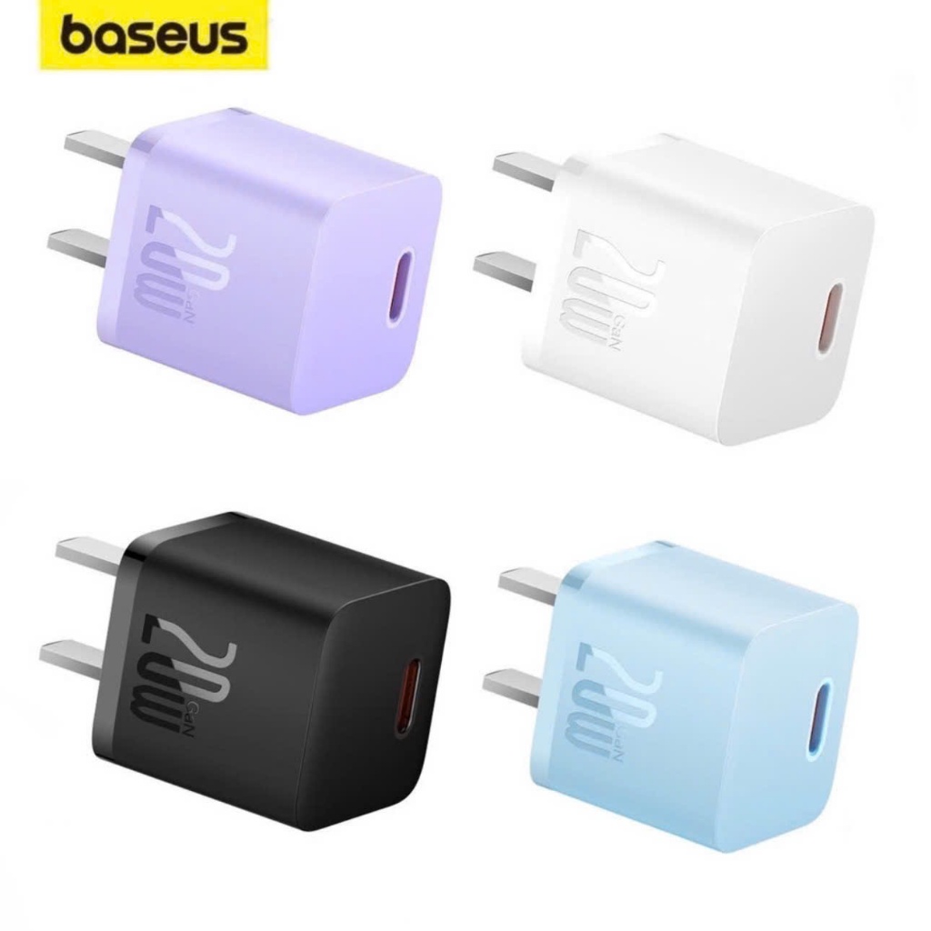 Củ sạc nhanh 20w Baseus Gan5 1C Bộ sạc pd20w mầu đen trắng xanh tím dùng cho 14 13 12 11 ...