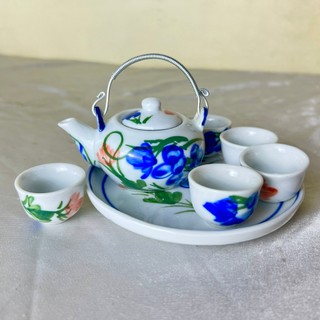 Bộ ấm chén pha trà thờ cúng men sứ Bát Tràng