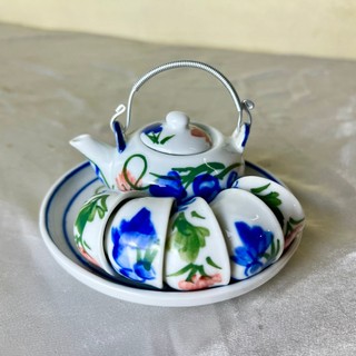Bộ ấm chén pha trà thờ cúng men sứ Bát Tràng