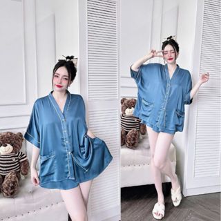  Đồ Ngủ Pijama Cổ Y 2 Túi Bigsize  Lụa Latin Cao Cấp mềm mại xinh xắn < 90KG 