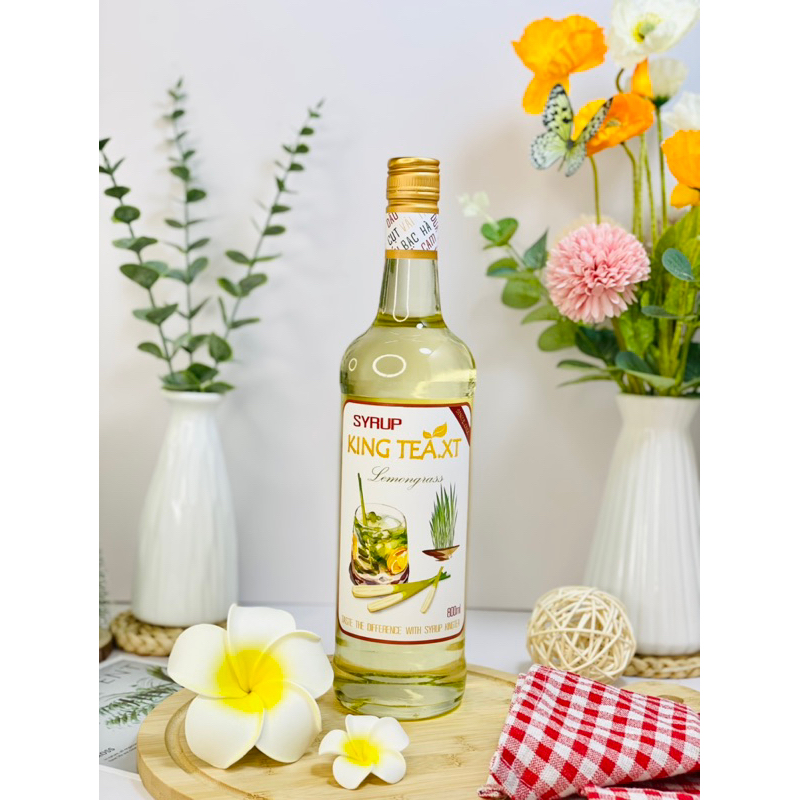 Syrup Sả Pha Chế( Syrup Lemongrass) KINGTEA.XT- Chai Thủy Tinh 800ml