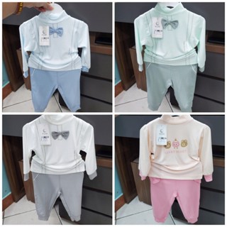 Moon 2023 Bộ quần áo dài tay cổ lọ cao 3p vải pettit mềm giữ nhiệt mùa đông cho bé trai bé gái 9 tháng - 3 tuổi