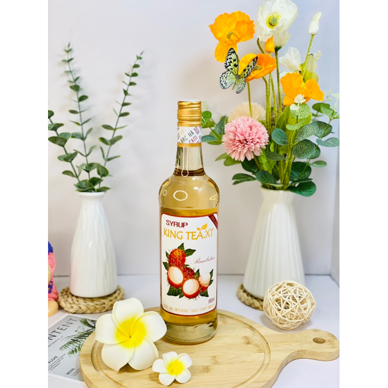 Syrup Chôm Chôm Pha Chế(Syrup Rambutan) KINGTEA.XT-Chai Thủy Tinh 800ml