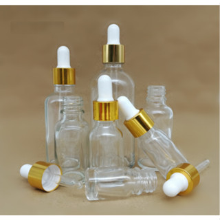 Chai thủy tinh TRONG nắp bóp VÀNG 5ml 10ml 15ml 20ml 30ml 50ml 100ml - Lọ chiết serum, tinh dầu, mỹ phẩm, spa, du lịch..