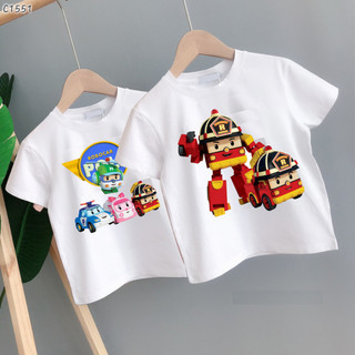 Áo Thun In Hình Poli Cứu Hỏa Robocar Poli cho bé trai 10-49kg