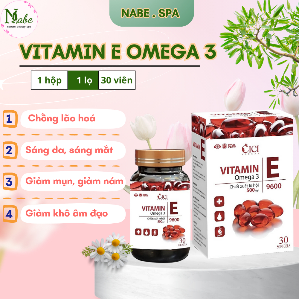 Viên uống VITAMIN E ĐỎ 9600 Omega 3 giúp tăng cường miễn dịch, làm đẹp da và trẻ hóa hiệu quả