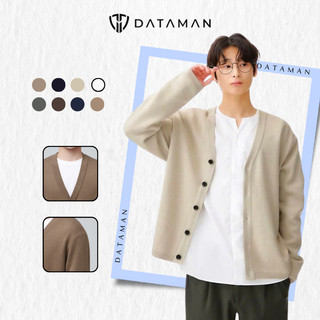  Áo CARDIGAN nam form rộng DATAMAN len lông cừu dày dặn mở khuy cổ chữ V - 706 
