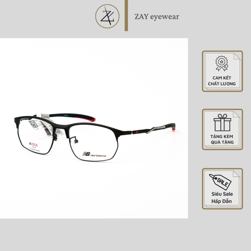 Gọng kính cận thể thao Titanium New Balance Eblock NB07051X bền dẻo 360 chính hãng full box
