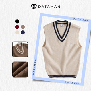  Áo gile len nam DATAMAN cao cấp unisex thêu logo ở ngực chất len mohair cào xù style Hàn Quốc - DT22-30 