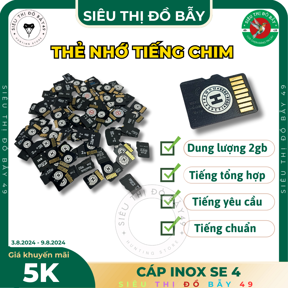 Thẻ nhớ tiếng chim mồi 2gb dụ chim siêu nhạy - Siêu thị đồ bẫy