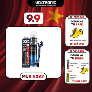 Combo vệ sinh bảo dưỡng sên nhập khẩu Đức VOLTRONIC m60+ ix50 600ml JUMBO + bàn chải