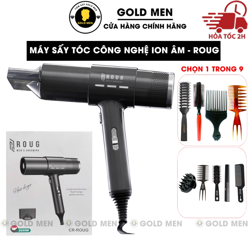 [CHÍNH HÃNG] Máy sấy tóc Roug Men's Grooming 2000w Ion Âm Cao Cấp - Bảo Hành 6 tháng