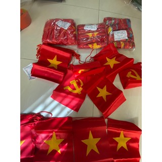 cờ dây tổ quốc, Cờ dây Sao Tổ Quốc, Sao Đảng In 2 Mặt Vải Satanh Đẹp Chịu Nắng Mưa