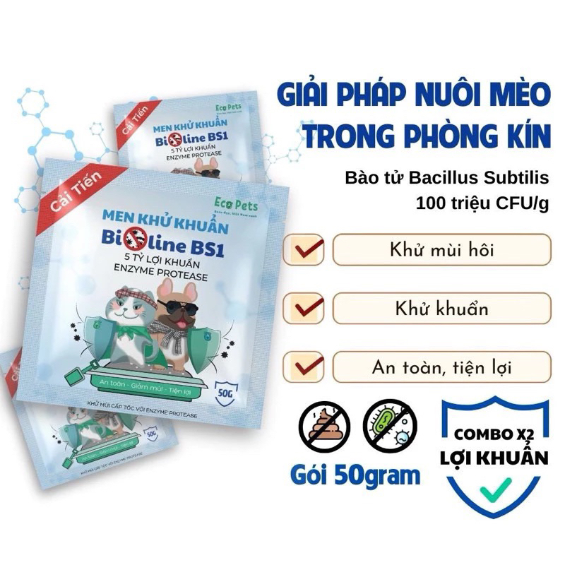 Men khử khuẩn, khử mùi cát vệ sinh Bioline BS1 Ecopet cao cấp 💯💯