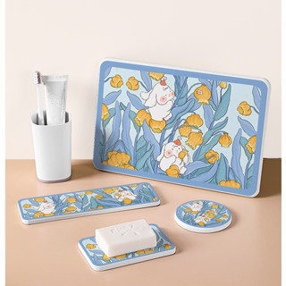 Đế Lót Ly, Cốc Bằng Gốm Thấm Hút Họa Tiết Hoa Lá Dễ Thương