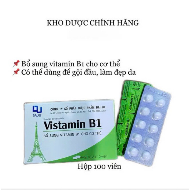 Vistamin B1 vỉ hộp 100 viên - Bổ sung vitamin B1 cho cơ thể