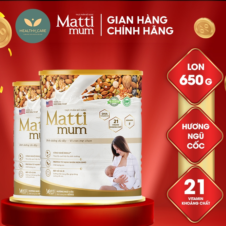 [ CHỤP THẬT - CHÍNH HÃNG ] Sữa hạt lợi sữa MATTI MUM 100% đạm thực vật cho mẹ sau sinh - Hộp thiếc 650g