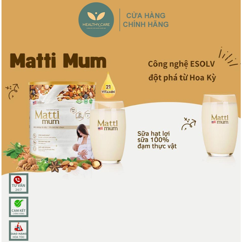 [ CHỤP THẬT - CHÍNH HÃNG ] Sữa hạt lợi sữa MATTI MUM 100% đạm thực vật cho mẹ sau sinh - Hộp thiếc 650g