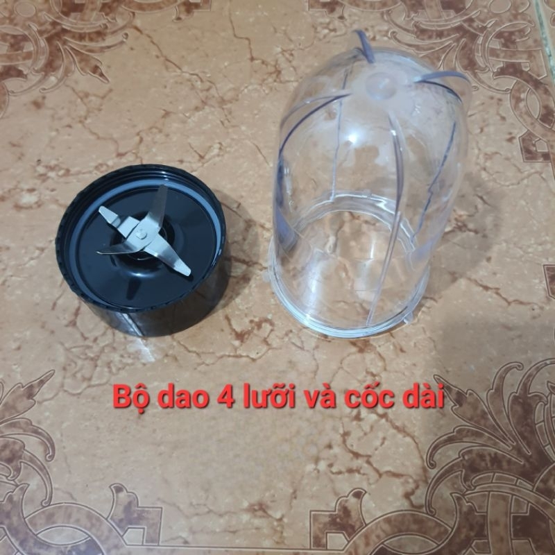 Combo phụ kiện máy xay magic: bộ dao 4 lưỡi và cốc dài