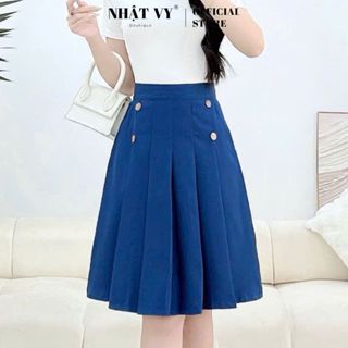 Chân váy Nhật Vy xếp ly đính nút phù hợp công sở dạo phố thanh lịch - D3076