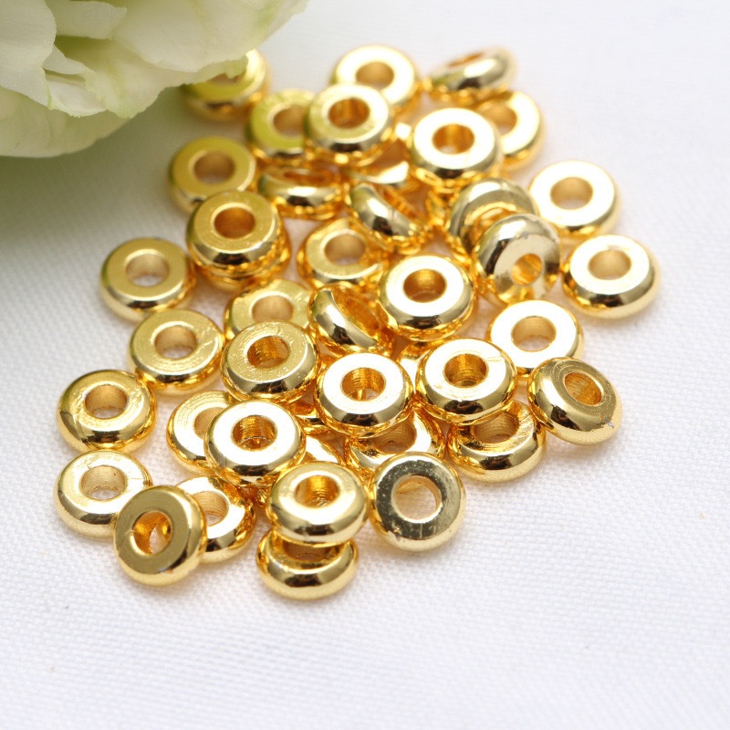 [GIÁ SỈ] SET 100 & 20 Chiếc Đệm Tròn Dẹt - Chặn Bi Nhẫn Vòng - Vàng & Bạc - Phụ Kiện Xâu Vòng Tay Phong Thủy Nam Nữ