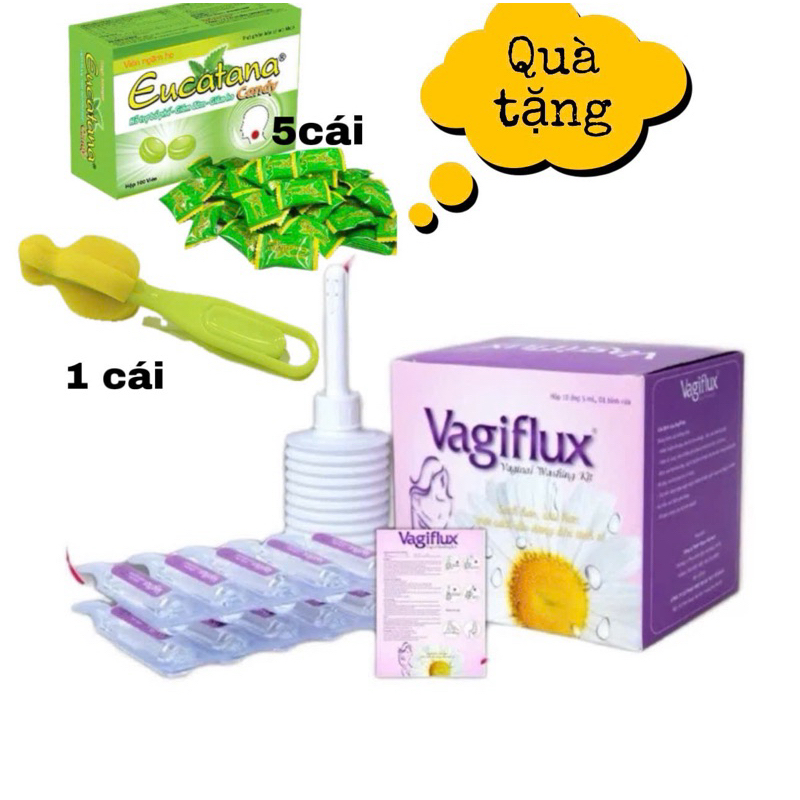 Combo 2 bình rửa âm đạo Vagiflux, 2 bình xịt và 2 ống dung dịch, dung dịch vệ sinh rửa phụ khoa sâu