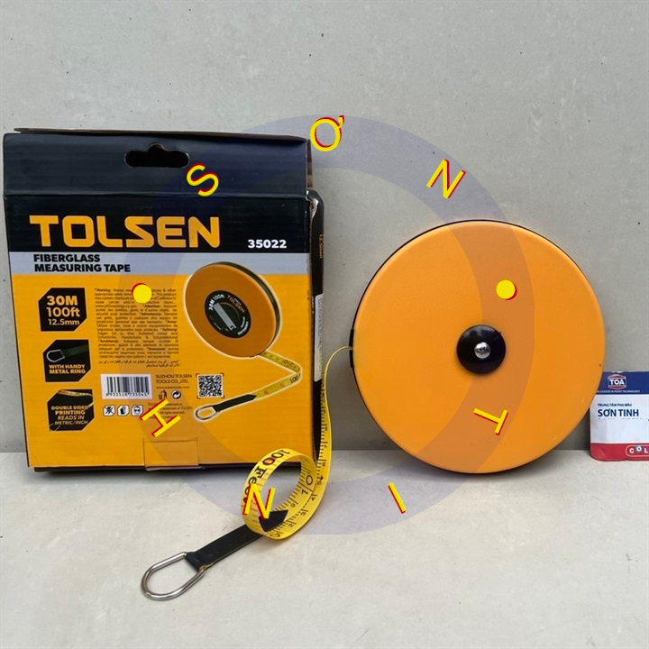 Thước Dây Nhựa Tolsen 35022 - 30m, Hộp Nhựa ABS, Dây Kéo Dài, Trọng Lượng 300g