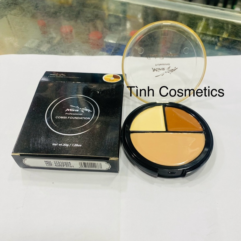 Kem Tạo Khối,Che Khuyết Điểm 3 Ô MIRA Profesional Combi Foundation 01