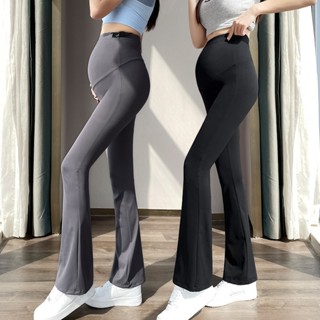 Quần legging bầu dáng loe, quần tập cho bà bầu hack chân cực đỉnh, chất thun trượt siêu co giãn Q138