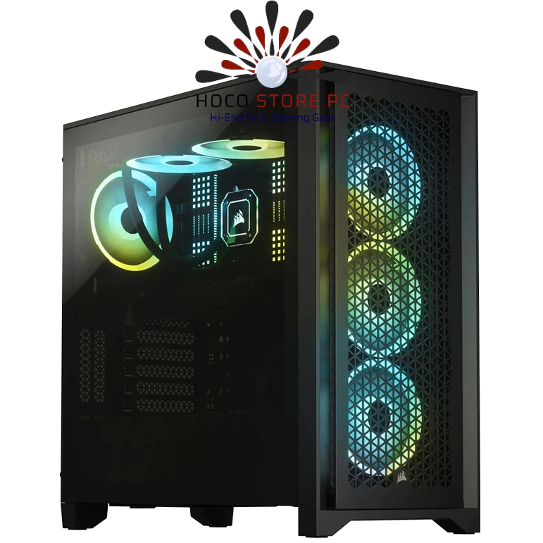 Vỏ máy tính CORSAIR 4000D AIRFLOW - iCUE 4000X RGB TG Black / White MID TOWER | Hoco Store PC